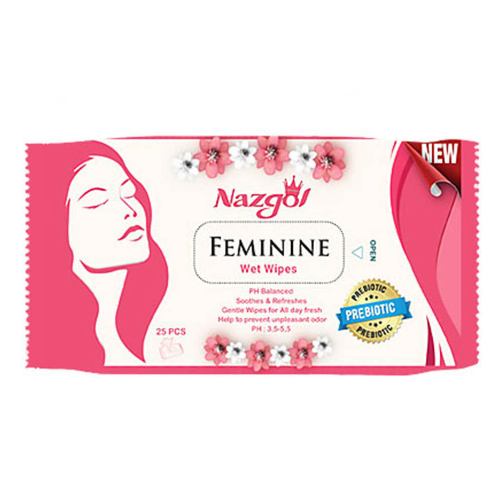 دستمال مرطوب نازگل مدل 02 بسته 25 عددی